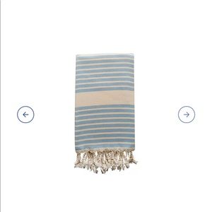 Baby Beach Towel, blue and cream with tassels
